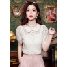 Blouse brukat berkerah wanita korea  T8683