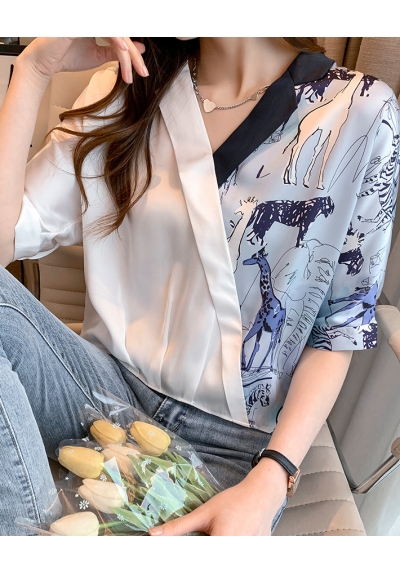 Blouse wanita korea import lengan pendek T8687