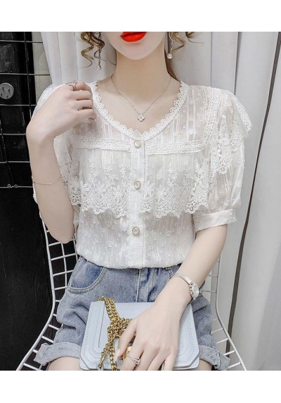 Blouse renda wanita import lengan pendek T8688