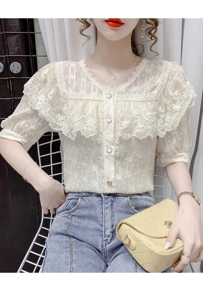 Blouse renda wanita import lengan pendek T8689