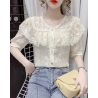Blouse renda wanita import lengan pendek T8689