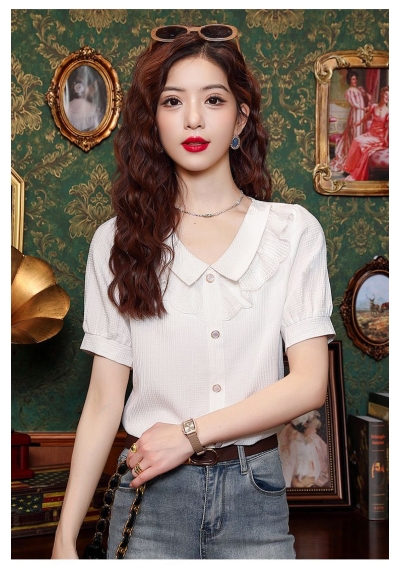 Blouse wanita korea import berkerah T8695