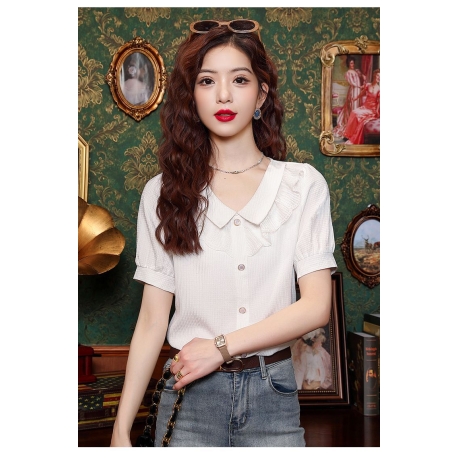 Blouse wanita korea import berkerah T8695