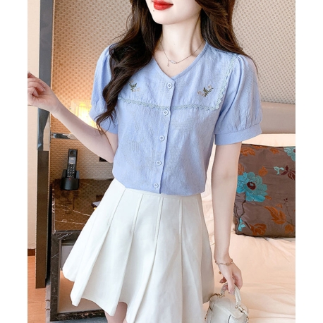 Blouse wanita korea import berkancing T8697