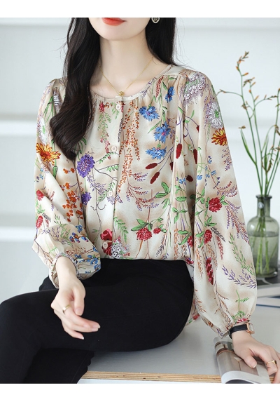 blouse  wanita korea motif bunga T8701