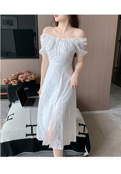 dress wanita korea import putih D8428