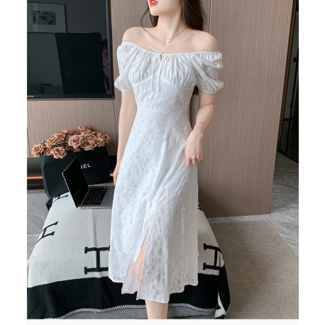 dress wanita korea import putih D8428