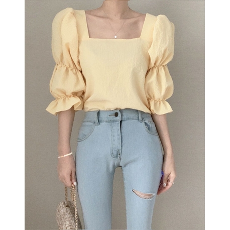 blouse  wanita korea import lengan balon T8744