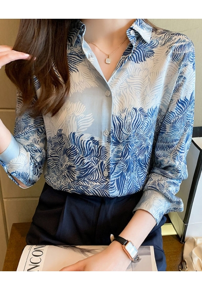 Kemeja wanita import motif garis garis T8743