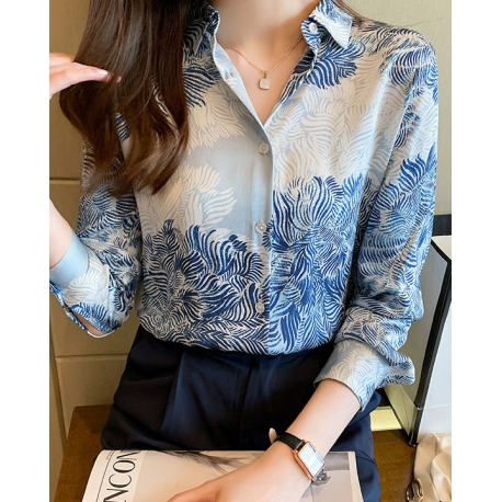 Kemeja wanita import motif garis garis T8743