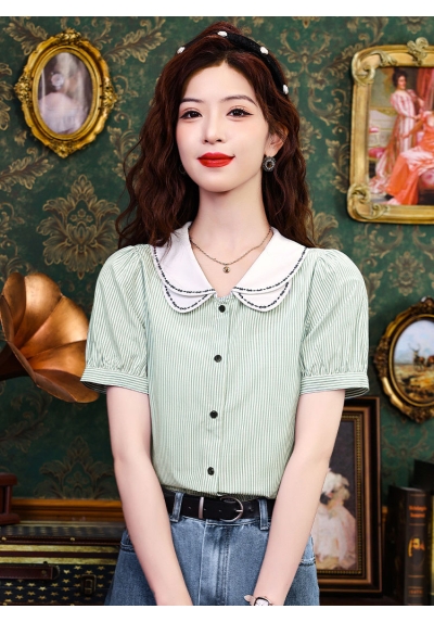 Kemeja wanita import motif salur T8747