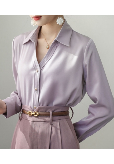 kemeja putih wanita import lengan pendek T8718