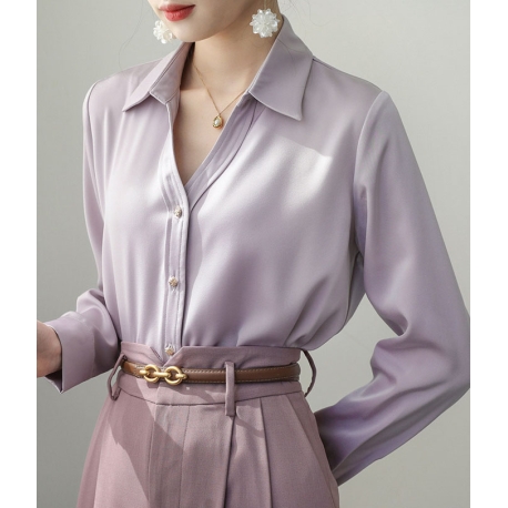 kemeja putih wanita import lengan pendek T8718