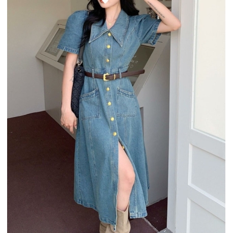 dress denim wanita korean style  D8416