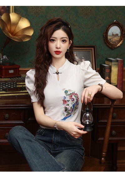 blouse  wanita kerah cheongsam import T8787