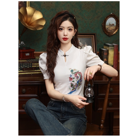 blouse  wanita kerah cheongsam import T8787