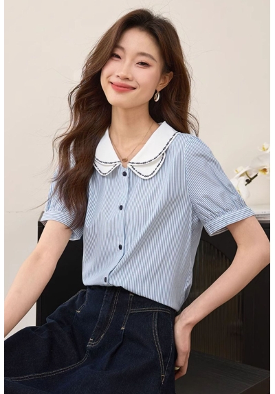 Kemeja wanita import motif salur T8747