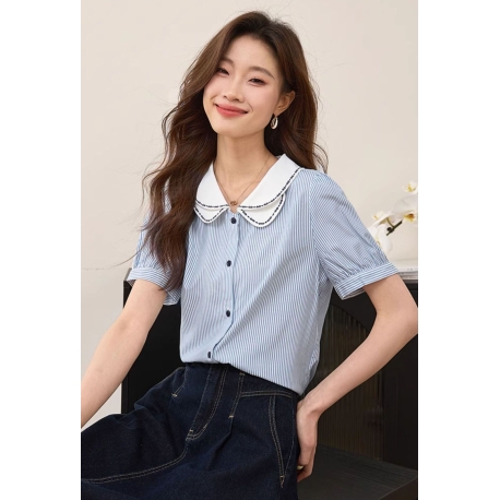 Kemeja wanita import motif salur T8747