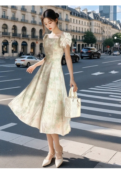 Midi dress wanita korea import D8403