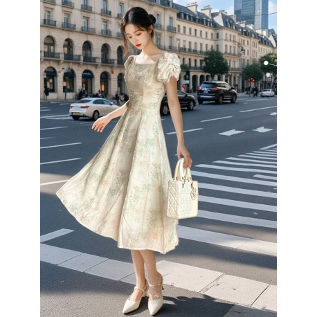 Midi dress wanita korea import D8403