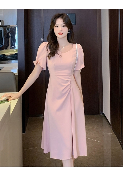 Midi dress wanita korea import D8445