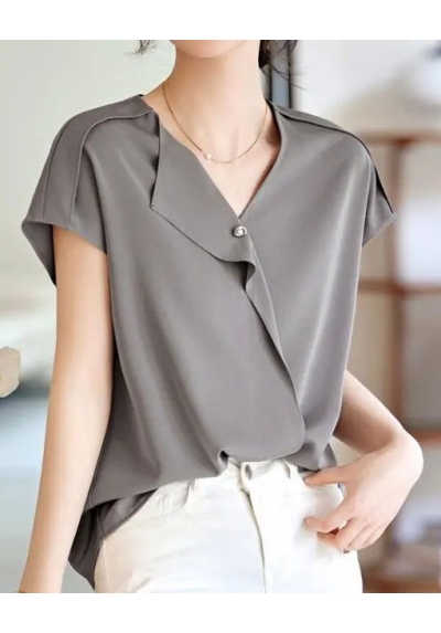 blouse  wanita v-neck lengan pendek import T8759