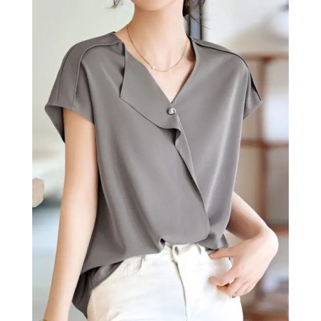 blouse  wanita v-neck lengan pendek import T8759