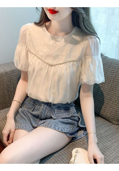 blouse  wanita v-neck lengan pendek import T8759