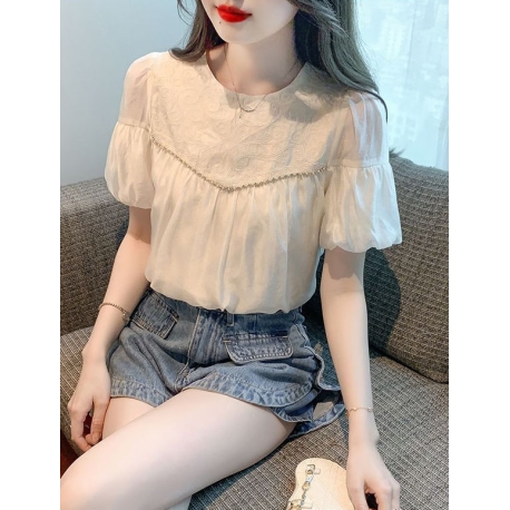 blouse  wanita v-neck lengan pendek import T8759