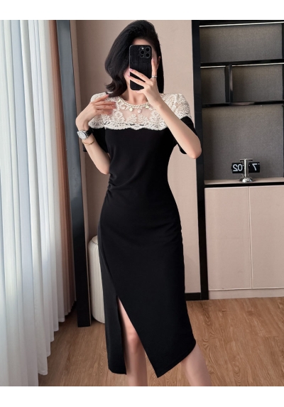 Midi dress wanita korea import D8447