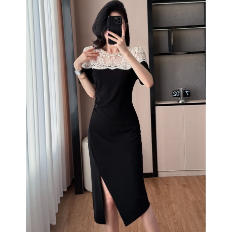 Midi dress wanita korea import D8447