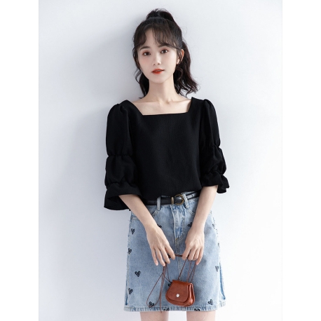 blouse  wanita korea import lengan balon T8744