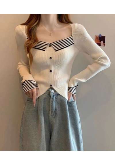 blouse rajut lengan panjang  wanita import korea T8854