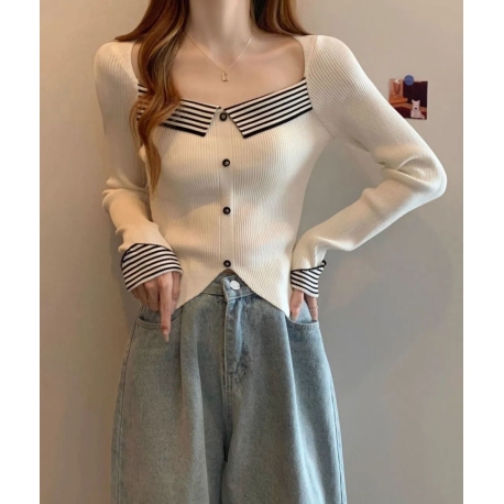 blouse rajut lengan panjang  wanita import korea T8854