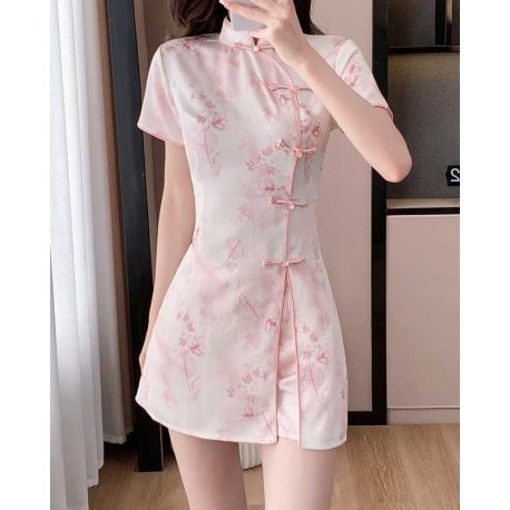 setelan  cheongsam wanita korea import D8475