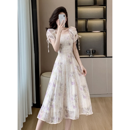 Midi dress wanita korea import D8445