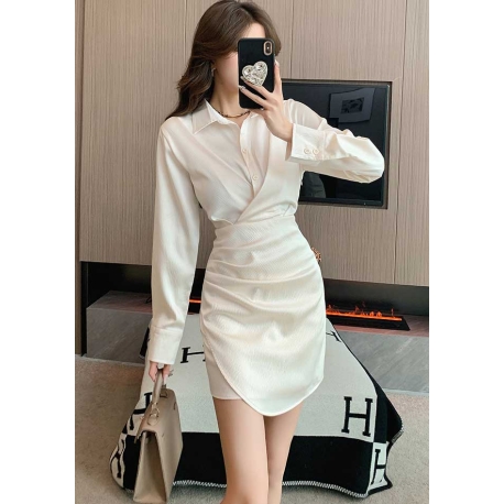Midi dress wanita korea import D8477