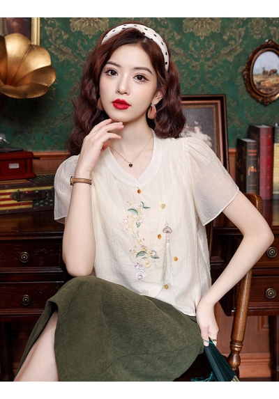 blouse  cheongsam wanita korea import T8885