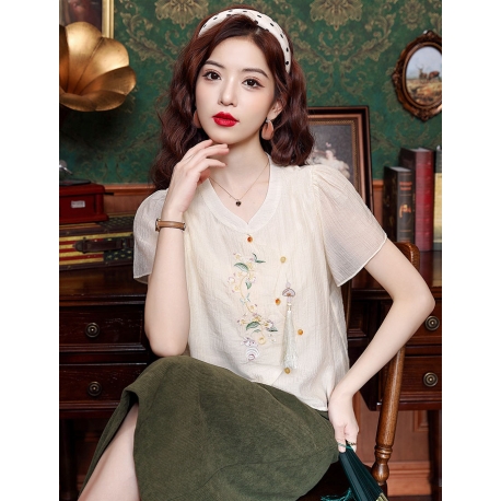 blouse  cheongsam wanita korea import T8885