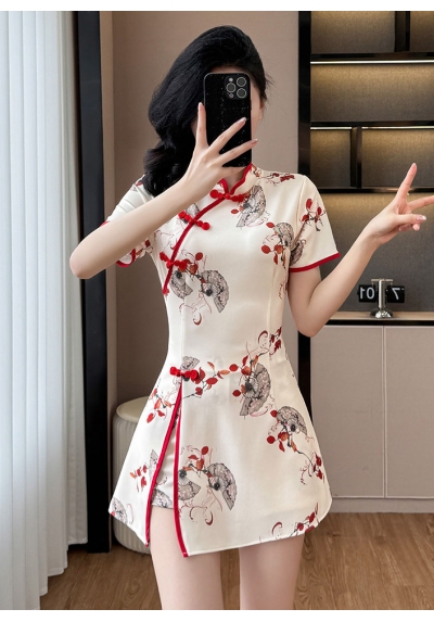 setelan  cheongsam wanita korea import D8493