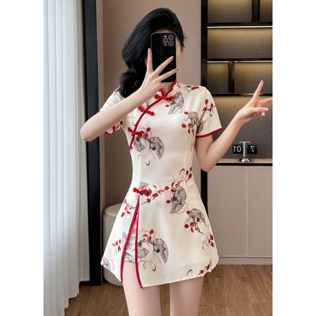 setelan  cheongsam wanita korea import D8493