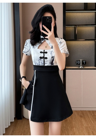 setelan  cheongsam wanita korea import D8494