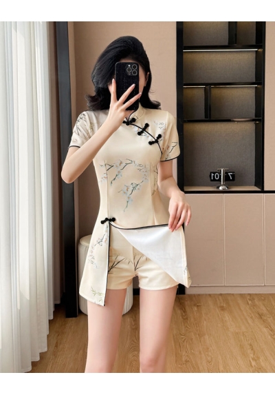 setelan  cheongsam wanita korea import D8495