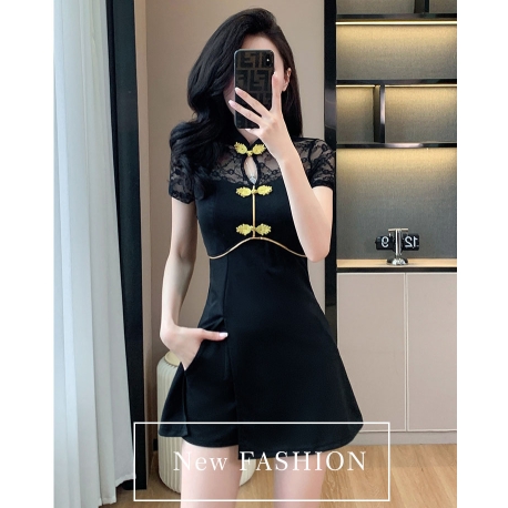 setelan  cheongsam wanita korea import D8496