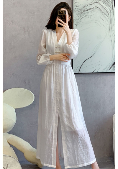 dress putih wanita korea import D8498