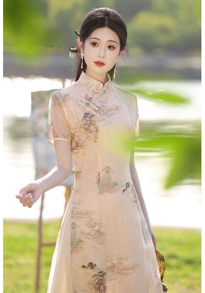 dress cheongsam modern wanita import D8500