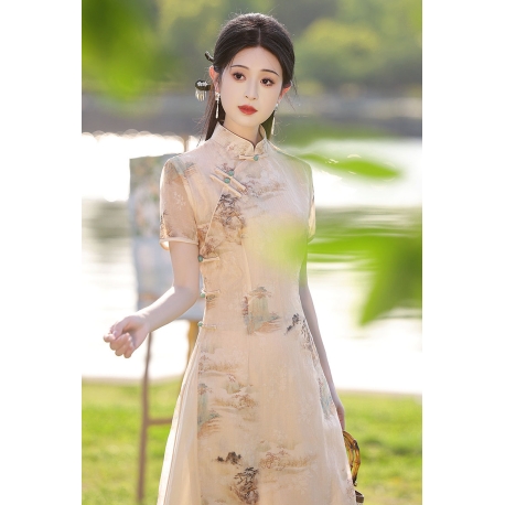 dress cheongsam modern wanita import D8500