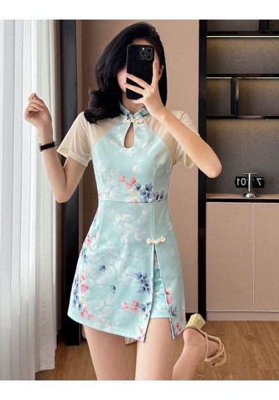 setelan  cheongsam wanita korea import D8506