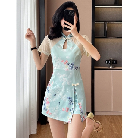 setelan  cheongsam wanita korea import D8506