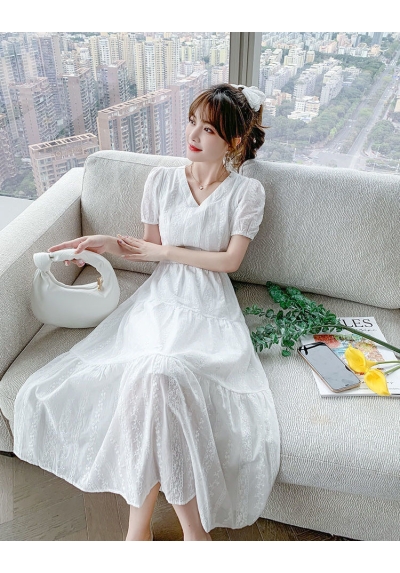 dress putih wanita korea import D8508